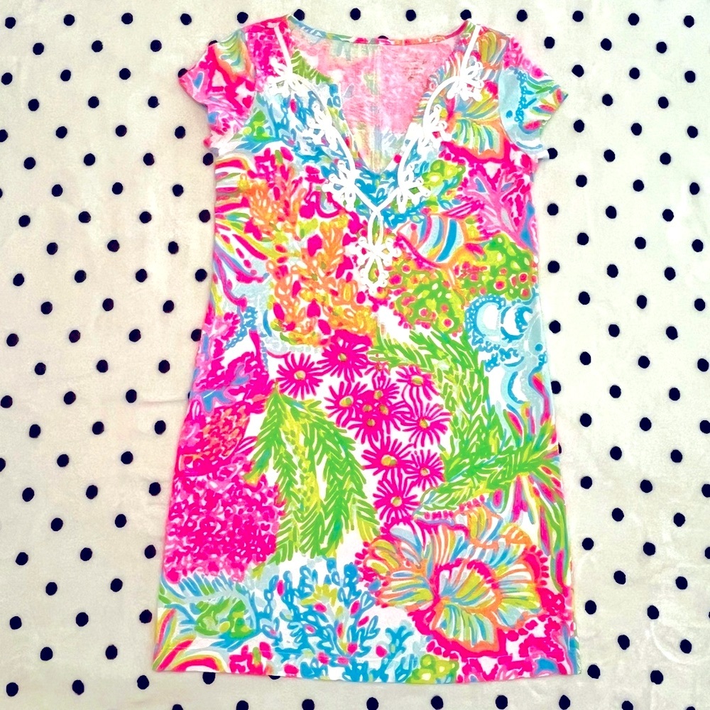 Lilly Pulitzer Embroidered Multicolor Shirt Dress Size XS